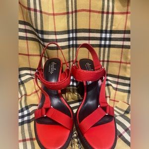 NEW Charles BY Charles David Red Lug Sole ‘Vast’ Sporty Platform Sandals Sz 8